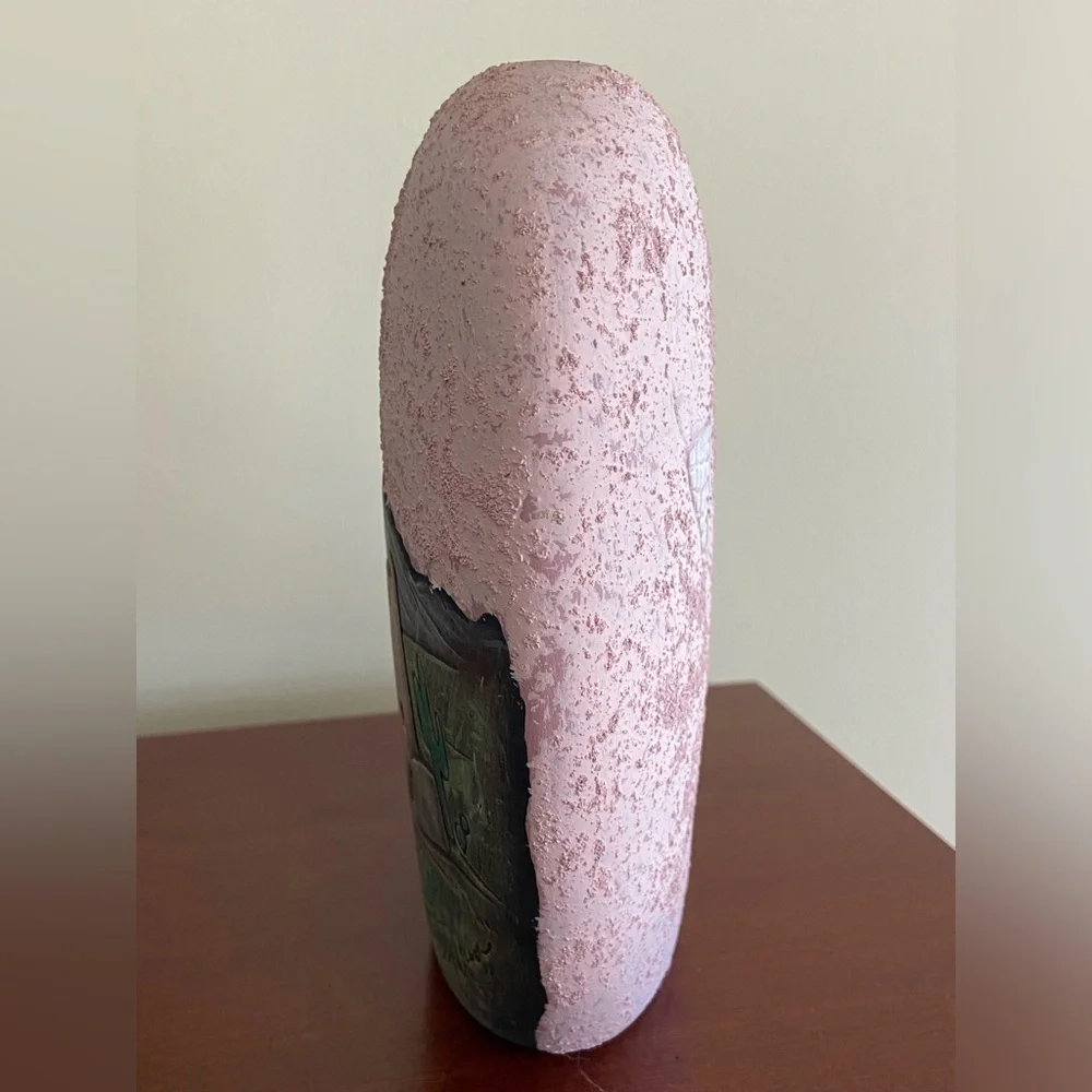 Vintage SUSAN OLSON Art Pottery Southwestern Pueblo Village Vase Lava glaze